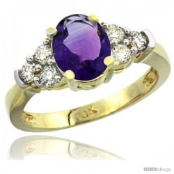 10k Yellow Gold Ladies Natural Amethyst Ring oval 9x7 Stone