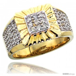 14k White Gold Heavy & Solid Men's Square Diamond Ring, w/ 0.42 Carat Brilliant Cut ( H-I Color VS2-SI1 -Style M286922y