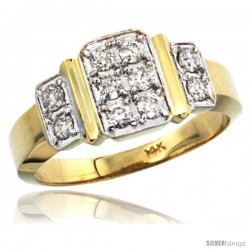 14k White Gold Men's Striped Diamond Ring, w/ 0.73 Carat Brilliant Cut ( H-I Color VS2-SI1 Clarity ) Diamonds, -Style M318401y