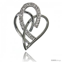 14k White Gold 18 in. Thin Chain & Interlacing Heart Cut Outs Diamond Pendant w/ 0.24 Carat Brilliant Cut ( H-I Color VS2-SI1