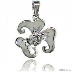 14k White Gold 18 in. Thin Chain & 7-Stone Flower Pendant w/ 0.22 Carat Brilliant Cut ( H-I Color VS2-SI1 Clarity ) Diamonds