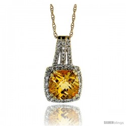 14k White Gold 18" Chain & 3/4" (19mm) tall Fancy Diamond Pendant, w/ 0.18 Carat Brilliant Cut Diamonds & 2.10 Carats 8mm