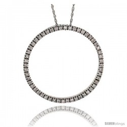 14k White Gold 18" Chain & 1" (26mm) Circle of Life Diamond Pendant, w/ 0.40 Carat Brilliant Cut Diamonds