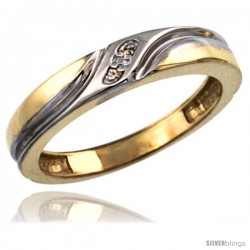 Gold Plated Sterling Silver Ladies Diamond Wedding Ring 5/32 in wide