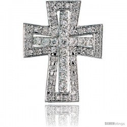 14k White Gold 7/8" (22mm) tall Diamond Maltese Cross Pendant Slide, w/ 0.57 Carat Brilliant Cut Diamonds