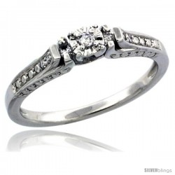 Sterling Silver Diamond Vintage Style 7-Stone Engagement Ring Rhodium Finish