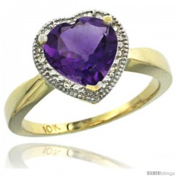 10k Yellow Gold Ladies Natural Amethyst Ring Heart-shape 8x8 Stone