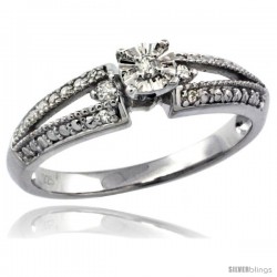 Sterling Silver Diamond Vintage Style 7-Stone Engagement Ring Rhodium Finish -Style Rdia105