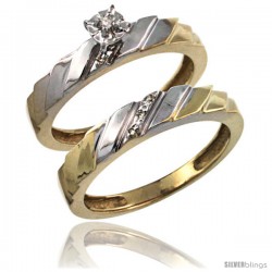 Gold Plated Sterling Silver Ladies 2-Piece Diamond Engagement Wedding Ring Set 5/32 in wide -Style Agy152e2