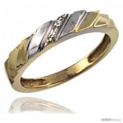 Gold Plated Sterling Silver Ladies Diamond Wedding Ring 5/32 in wide -Style Agy152lb