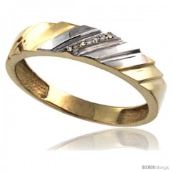 Gold Plated Sterling Silver Mens Diamond Wedding Ring 3/16 in wide -Style Agy152mb