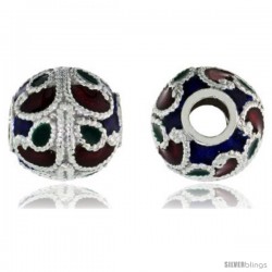 Sterling Silver Multi Color Barrel Slide Pendant, 7/16" (11 mm) wide -Style Pcz408