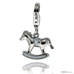 Sterling Silver Rocking Horse Charm for Bracelet, 9/16 in. (15 mm) wide, Enamel Finish