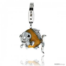 Sterling Silver Angel Fish Charm for Bracelet, 1/2 in. (13 mm) tall, Enamel Finish