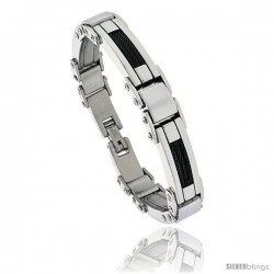 Gent's Black Stainless Steel Cable Bracelet, 1/2 in wide, 9 in long