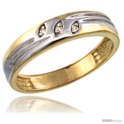 Gold Plated Sterling Silver Ladies Diamond Wedding Ring 5/32 in wide -Style Agy153lb