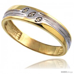 Gold Plated Sterling Silver Mens Diamond Wedding Ring 3/16 in wide -Style Agy153mb