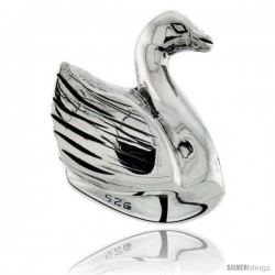 Sterling Silver Swan Bead Charm for most Charm Bracelets