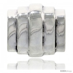 Sterling Silver Striped Barrel Bead Charm for most Charm Bracelets