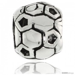 Sterling Silver Soccer Ball Bead Charm for most Charm Bracelets