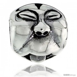 Sterling Silver Funny Face w/ Tongue Out Bead Charm for most Charm Bracelets
