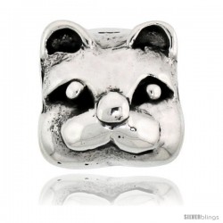 Sterling Silver Cat Face Bead Charm for most Charm Bracelets -Style Pdr129