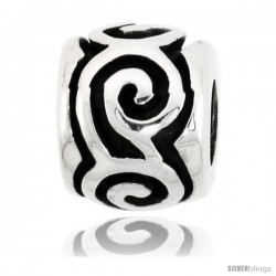 Sterling Silver Swirl Barrel Bead Charm for most Charm Bracelets