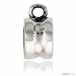 Sterling Silver Concave Bead Charm for most Charm Bracelets