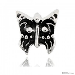 Sterling Silver Butterfly Bead Charm for most Charm Bracelets