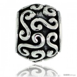 Sterling Silver Swirl Barrel Bead Charm for most Charm Bracelets -Style Pdr156