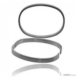 Stainless Steel Oval Bangle Bracelet For men, 8 in