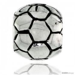 Sterling Silver Soccer Ball Bead Charm for most Charm Bracelets -Style Pdr158