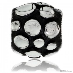 Sterling Silver Dotted Barrel Bead Charm for most Charm Bracelets