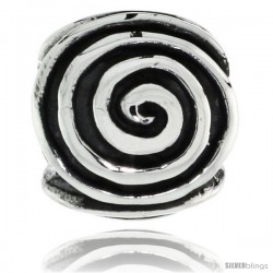 Sterling Silver Whirl Barrel Bead Charm for most Charm Bracelets -Style Pdr165