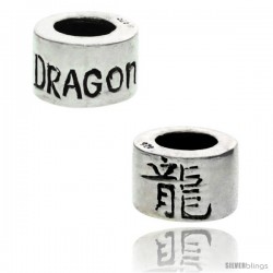 Sterling Silver Chinese Zodiac Year of The Dragon Bead Charm for most Charm Bracelets