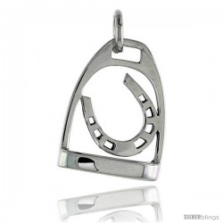 Sterling Silver Stirrup Horseshoe Pendant, 3/4" (19 mm) tall