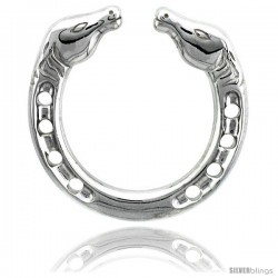 Sterling Silver Horseshoe Pendant, 1 1/18" (29 mm) tall