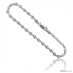 Sterling Silver Italian Puffed Anchor Chain Necklaces & Bracelets 3.4 mm Nickel Free