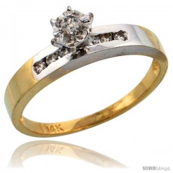 14k Gold Diamond Engagement Ring w/ Rhodium Accent, w/ 0.17 Carat Brilliant Cut Diamonds, 1/8 in. (3mm) wide