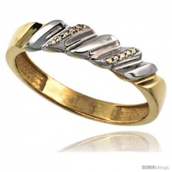 Gold Plated Sterling Silver Mens Diamond Wedding Ring 3/16 in wide -Style Agy155mb