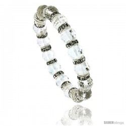 7 in. Faceted Glass Crystal Bracelet on Elastic Nylon Strand, 3/8 in. (10 mm) wide