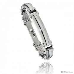 Stainless Steel Men's ID Style Bar Bracelet, 1/2 in wide, 8.75 in