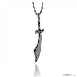 Sterling Silver Sword Pendant, 1 1/4 in. (33 mm) Long.