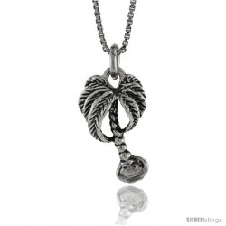 Sterling Silver Palm Tree Pendant, 3/4 in. (19 mm) Long.