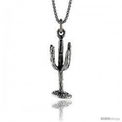 Sterling Silver Cactus Pendant, 15/16 in. (24 mm) Long.