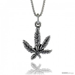 Sterling Silver Pot Leaf Pendant, 3/4 in. (20 mm) Long.