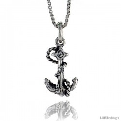 Sterling Silver Small Anchor Pendant, 1/2 in. (11.5 mm) Long.