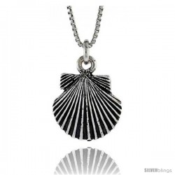 Sterling Silver Shell Pendant, 7/16 in. (11.2 mm) Long.