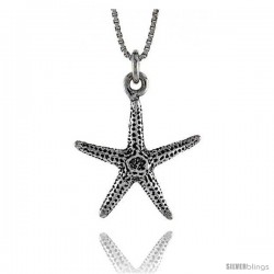 Sterling Silver Starfish Pendant, 11/16 in. (17 mm) Long.