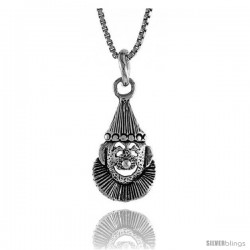 Sterling Silver Clown Pendant, 1/2 in. (13.7 mm) Long.